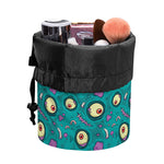 Blue Zombie Pattern Print Drawstring Makeup Bag
