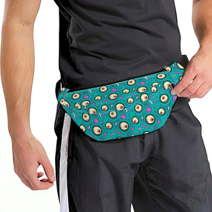 Blue Zombie Pattern Print Fanny Pack