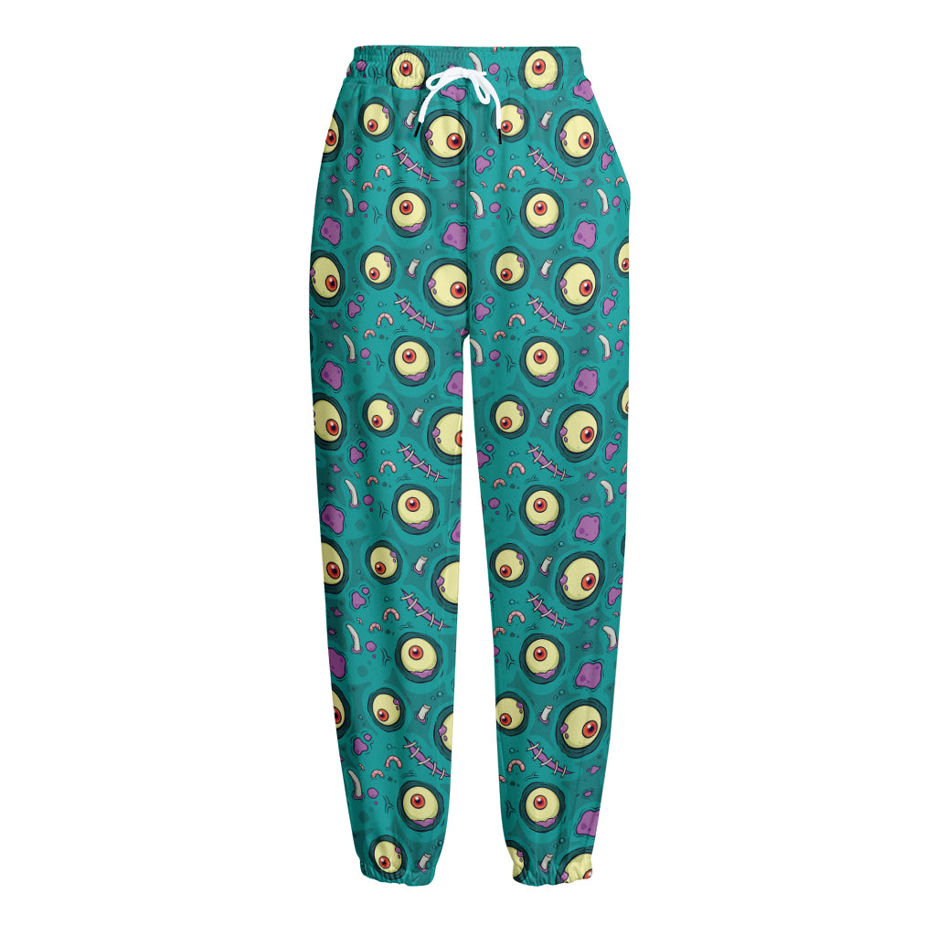 Blue Zombie Pattern Print Fleece Lined Knit Pants