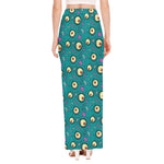 Blue Zombie Pattern Print High Slit Maxi Skirt