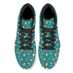 Blue Zombie Pattern Print High Top Leather Sneakers