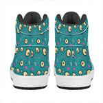 Blue Zombie Pattern Print High Top Leather Sneakers