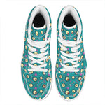 Blue Zombie Pattern Print High Top Leather Sneakers