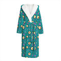 Blue Zombie Pattern Print Hooded Bathrobe