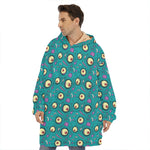 Blue Zombie Pattern Print Hoodie Blanket
