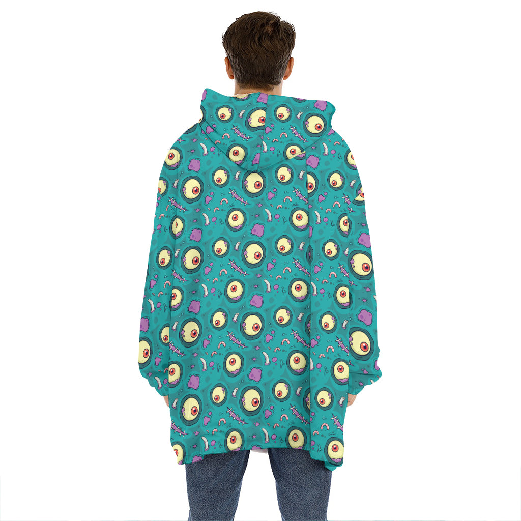 Blue Zombie Pattern Print Hoodie Blanket