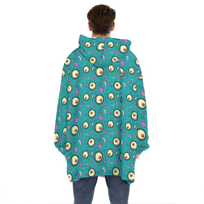Blue Zombie Pattern Print Hoodie Blanket