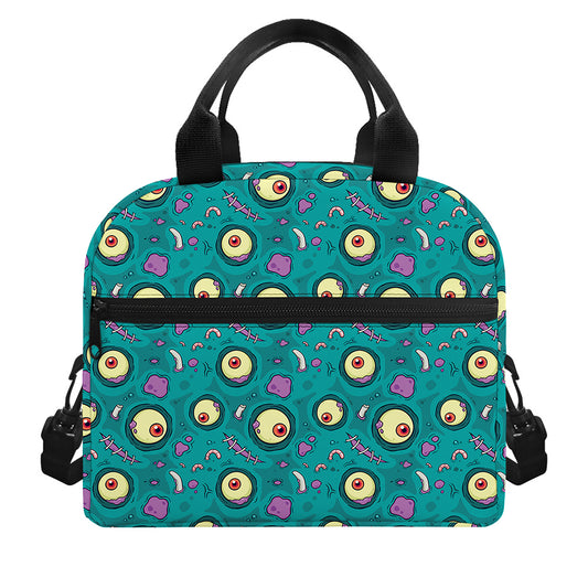 Blue Zombie Pattern Print Insulated Lunch Bag