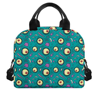 Blue Zombie Pattern Print Insulated Lunch Bag