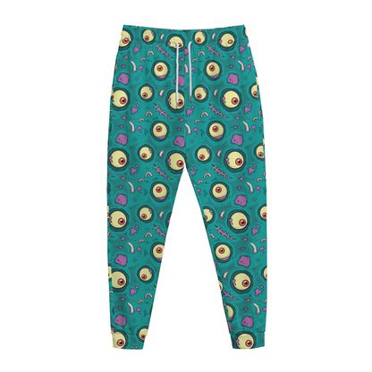 Blue Zombie Pattern Print Jogger Pants