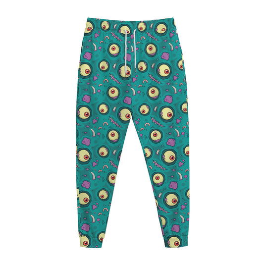 Blue Zombie Pattern Print Jogger Pants