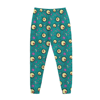Blue Zombie Pattern Print Jogger Pants