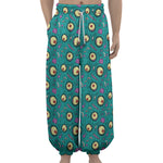 Blue Zombie Pattern Print Lantern Pants