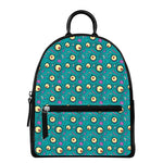 Blue Zombie Pattern Print Leather Backpack