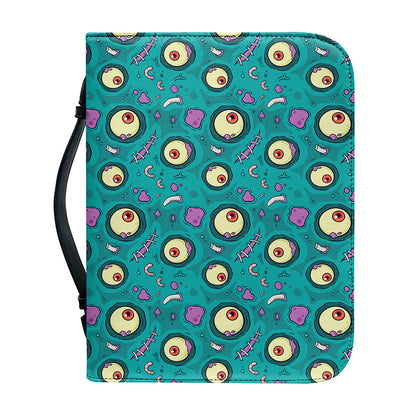 Blue Zombie Pattern Print Leather Bible Cover