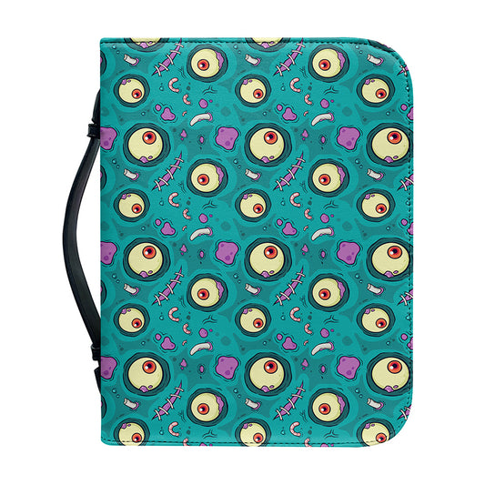 Blue Zombie Pattern Print Leather Bible Cover