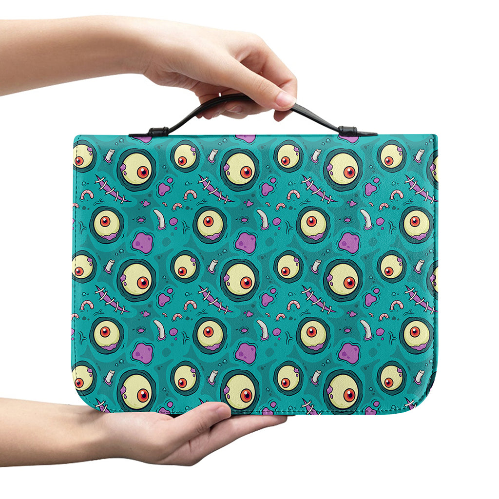 Blue Zombie Pattern Print Leather Bible Cover