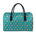Blue Zombie Pattern Print Leather Duffel Bag
