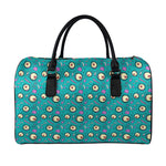 Blue Zombie Pattern Print Leather Duffle Bag