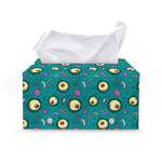 Blue Zombie Pattern Print Leather Tissue Box Cover