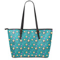Blue Zombie Pattern Print Leather Tote Bag With Zipper