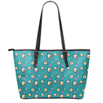Blue Zombie Pattern Print Leather Tote Bag