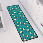 Blue Zombie Pattern Print Long Kitchen Mat