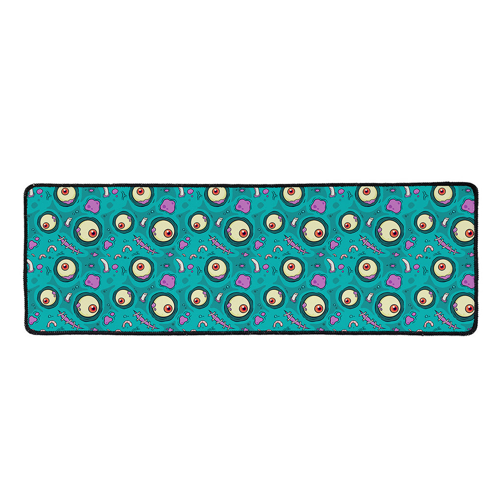 Blue Zombie Pattern Print Long Kitchen Mat