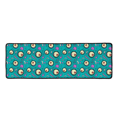 Blue Zombie Pattern Print Long Kitchen Mat