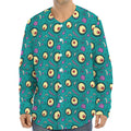 Blue Zombie Pattern Print Long Sleeve Baseball Jersey