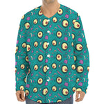 Blue Zombie Pattern Print Long Sleeve Baseball Jersey