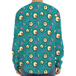 Blue Zombie Pattern Print Long Sleeve Baseball Jersey