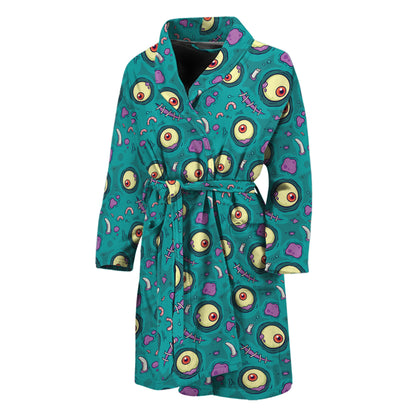 Blue Zombie Pattern Print Men's Bathrobe