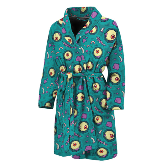 Blue Zombie Pattern Print Men's Bathrobe