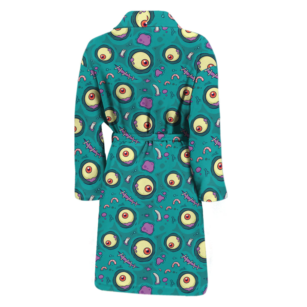 Blue Zombie Pattern Print Men's Bathrobe