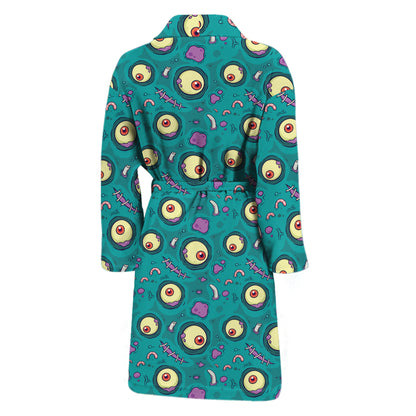 Blue Zombie Pattern Print Men's Bathrobe