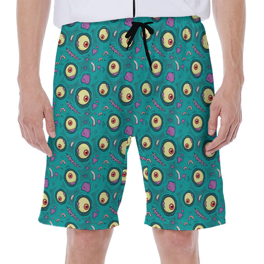 Blue Zombie Pattern Print Men's Beach Shorts