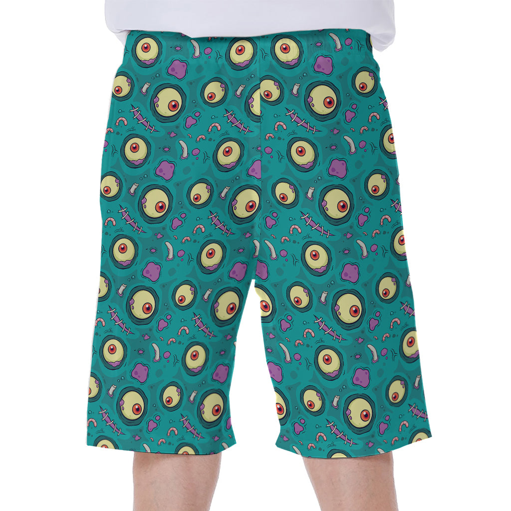 Blue Zombie Pattern Print Men's Beach Shorts