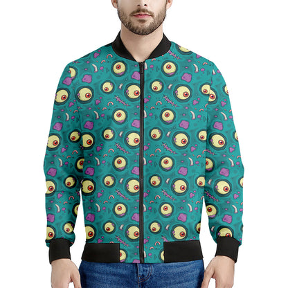 Blue Zombie Pattern Print Men's Bomber Jacket