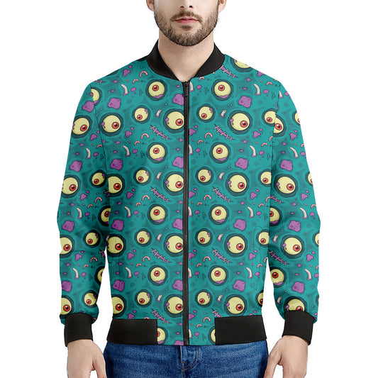 Blue Zombie Pattern Print Men's Bomber Jacket