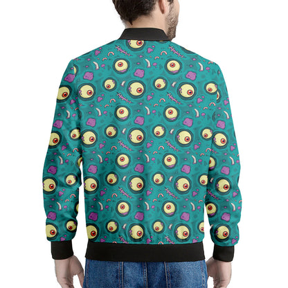 Blue Zombie Pattern Print Men's Bomber Jacket