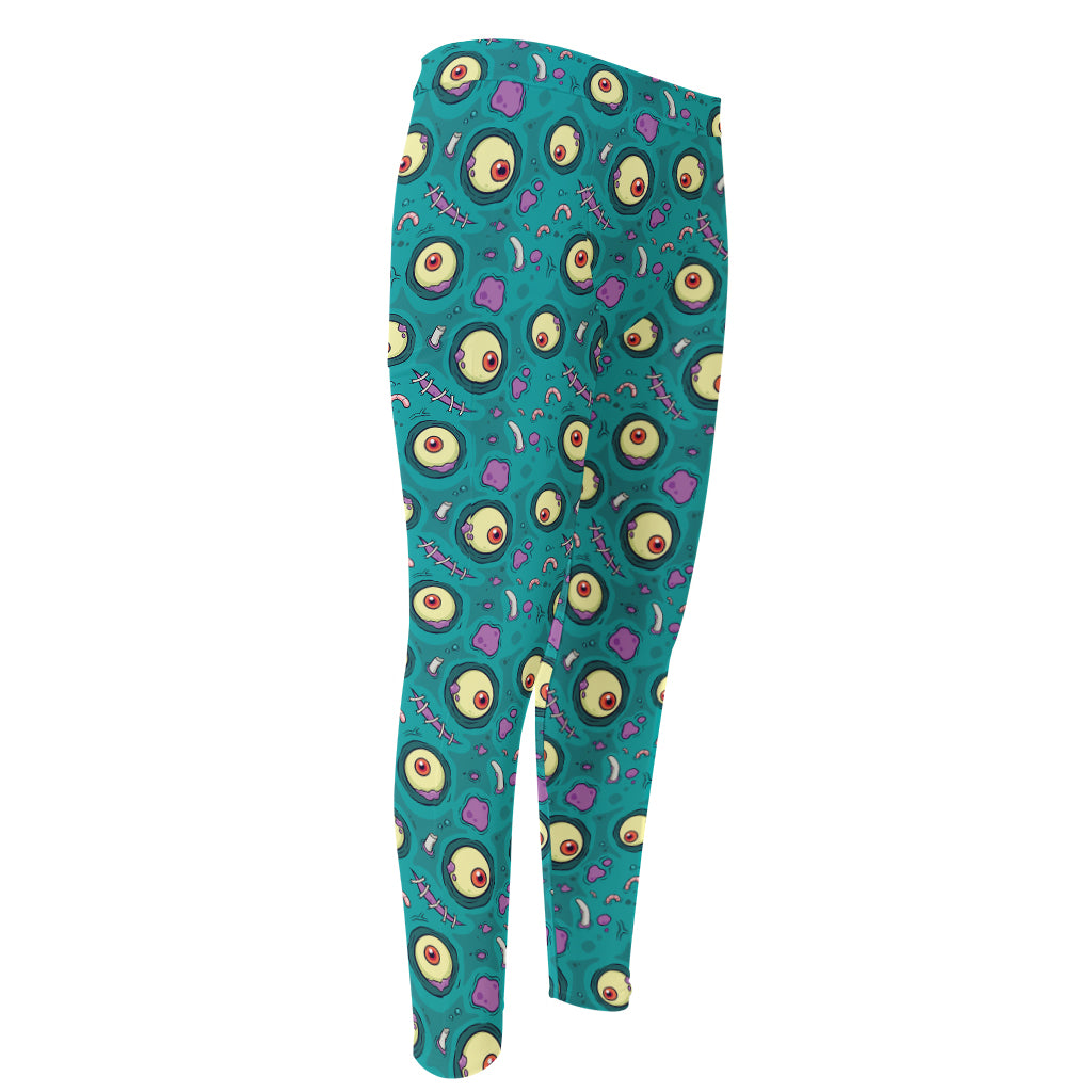 Blue Zombie Pattern Print Men's Compression Pants