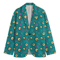 Blue Zombie Pattern Print Men's Cotton Blazer