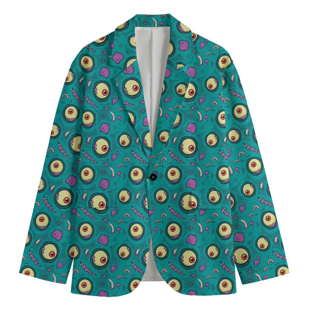 Blue Zombie Pattern Print Men's Cotton Blazer