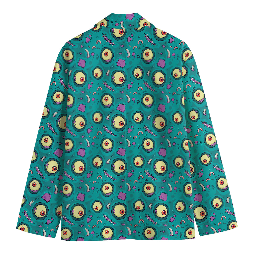 Blue Zombie Pattern Print Men's Cotton Blazer
