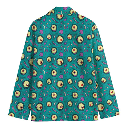 Blue Zombie Pattern Print Men's Cotton Blazer