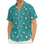 Blue Zombie Pattern Print Men's Deep V-Neck Shirt