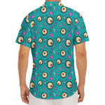 Blue Zombie Pattern Print Men's Deep V-Neck Shirt