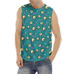 Blue Zombie Pattern Print Men's Fitness Tank Top