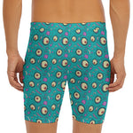Blue Zombie Pattern Print Men's Long Boxer Briefs